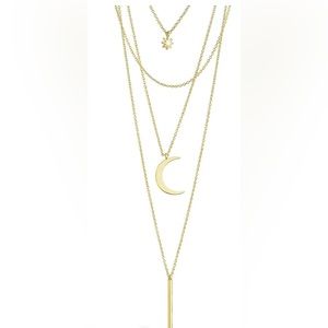 STERLING FOREVER SHINE BRIGHT Star/Crescent/Bar Layering NECKLACE BRAND NEW /TAG